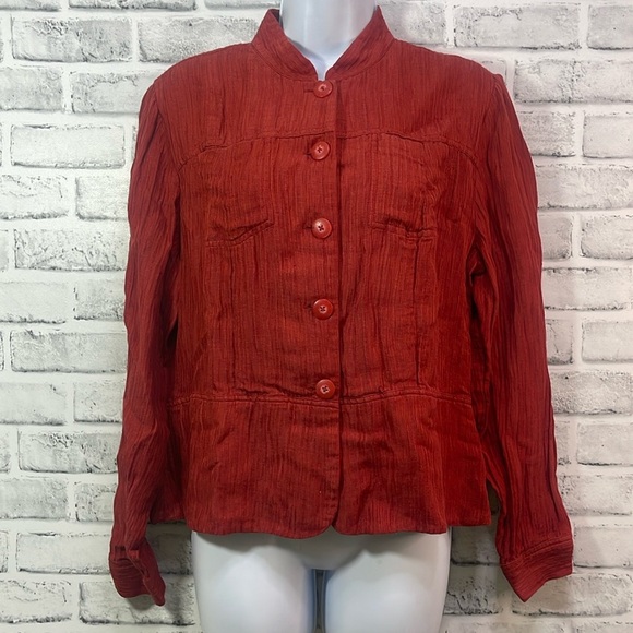 Coldwater Creek Shirt Jacket Silk Linen Blend Medium - Picture 1 of 8